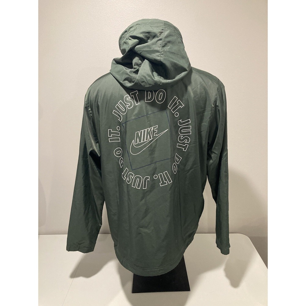 Vintage Nike 1/2 Zip Windbreaker Pullover Green Black Label Large Just Do It 90s - Picture 6 of 10
